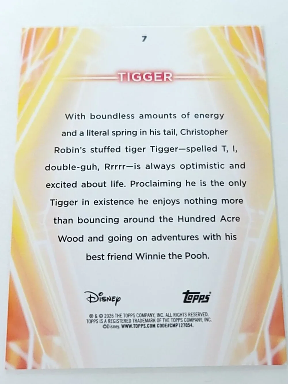 Tigger Topps 2026 Disney Neon Holo Parallel Refractor Limited 094/199 - Picture 4 of 4